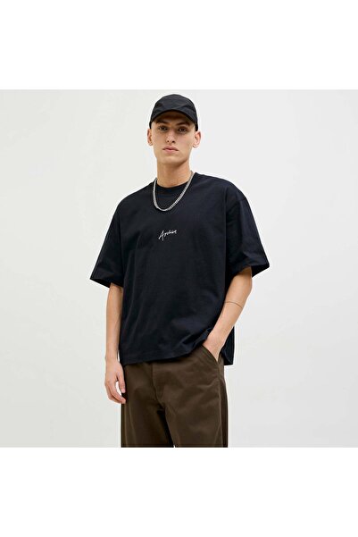 Jack & Jones Tricou negru pentru bărbați Dynamic Script (12273310-B)