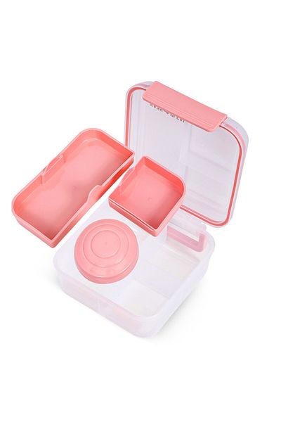 Eazy Kids 3/4/5 Compartment Convertible 1250ml Bento Lunch Box with 150ml Gravy Bowl - Pink