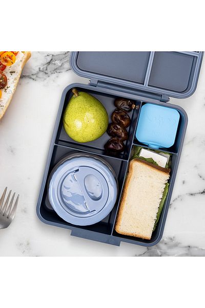 Eazy Kids Jumbo Bento Lunch Box w/ Thermos & Dip Jar- Grey
