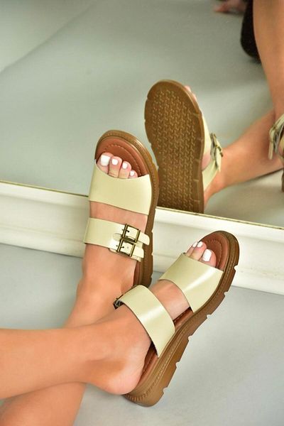 Fox Shoes U 291099503   Beige Genuine Leather Women's Slippers