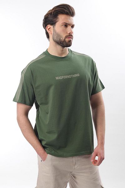 Madmext Ανδρικό μπλουζάκι με στάμπα Khaki Crew Neck E7110