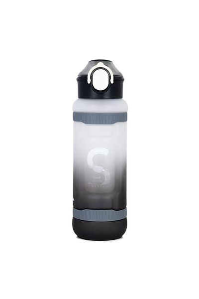 NovaKids Water Bottle 1000ml with Straw- Black