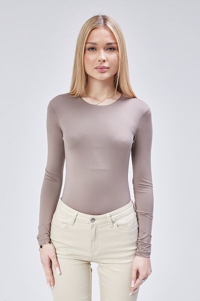 Maison La Femme Brown Lined Long Sleeve Snap Bodysuit