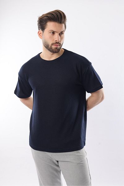 Madmext Ανδρικό μπλουζάκι Navy Blue Crew Neck E7128