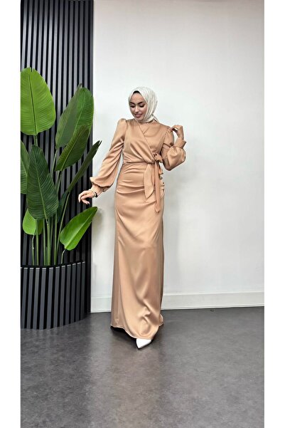 moda zeynaa YANDAN BAĞLAMA DETAYLI SATEN ABİYE