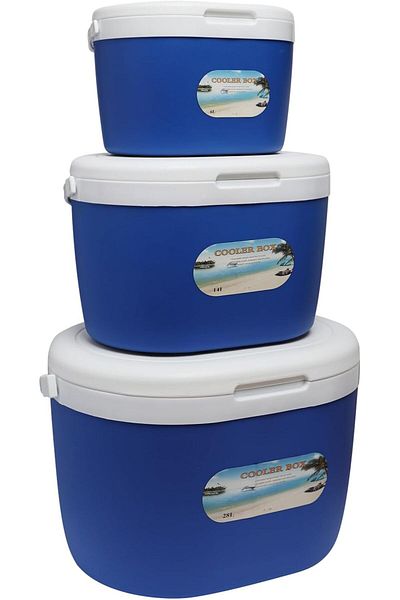 mastergold 3 Piece Picnic Ice Box Set 6L - 14L - 28L | Plastic Cooler Box Keep Cold for Keeping Food Iced