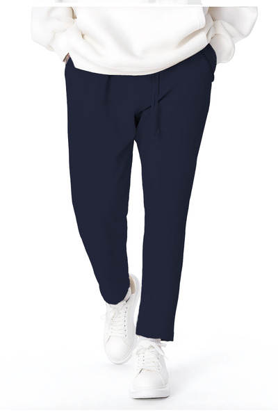 YAKAMEL Men's Relaxed Fit Woven Fabric Elastic Waist Lace-Up Fabric School Pants