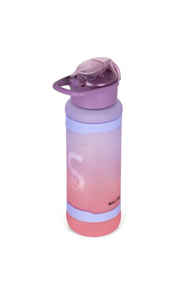 NovaKids Water Bottle 1000ml with Straw- Purple
