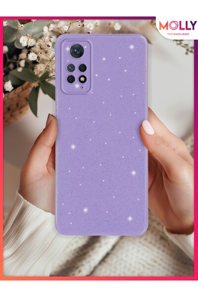 Molly Xiaomi Redmi Note 11 İçin Lila Berry Simli Parlak Silikon Kılıf