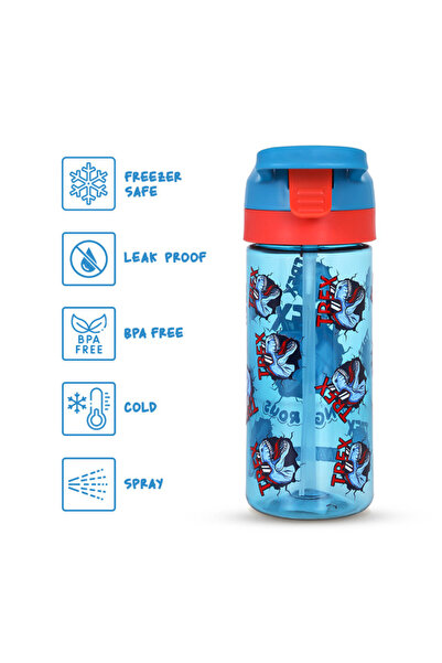 Eazy Kids Tritan Water Bottle with Spray Dino, Blue, 420ml