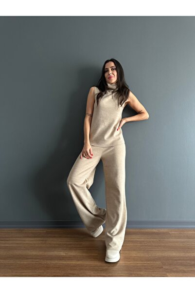 AYSEGUL SOZKESEN Balıkçı Yaka Sıfır Kol Örme Süveter