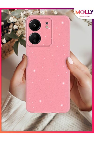 Molly Xiaomi Redmi 12C İçin Pamuk Şeker Berry Simli Parlak Silikon Kılıf