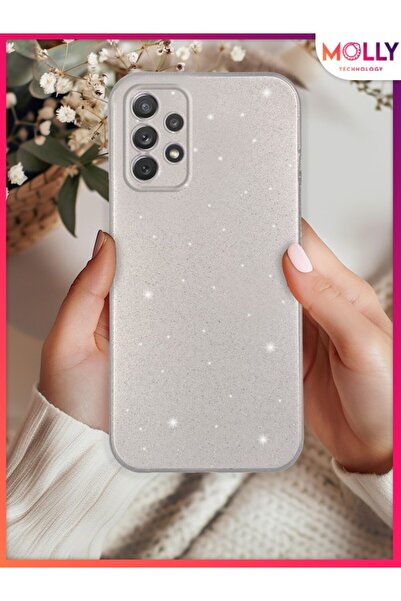 Molly Samsung Galaxy A53 İçin Gümüş Berry Simli Parlak Silikon Kılıf