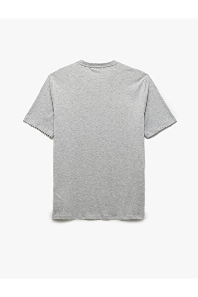 Koton Short Sleeve Cotton Blended Slogan Printed Slim Fit T-Shirt