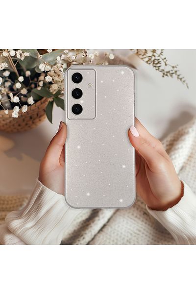 Molly Silver Berry Glitter Shiny Silicone Case for Samsung Galaxy S24 Plus