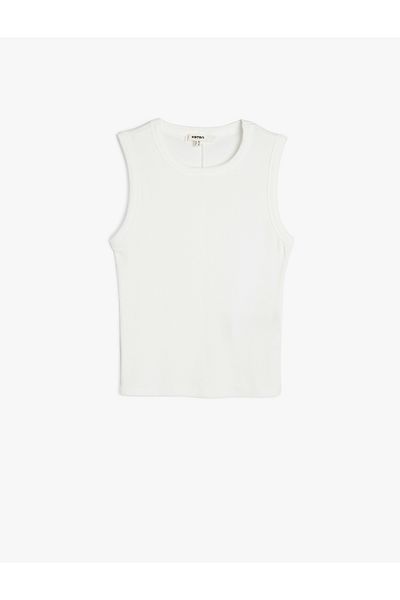 Koton Tricou din bumbac, fără mâneci, cu decolteu, cu nervuri
