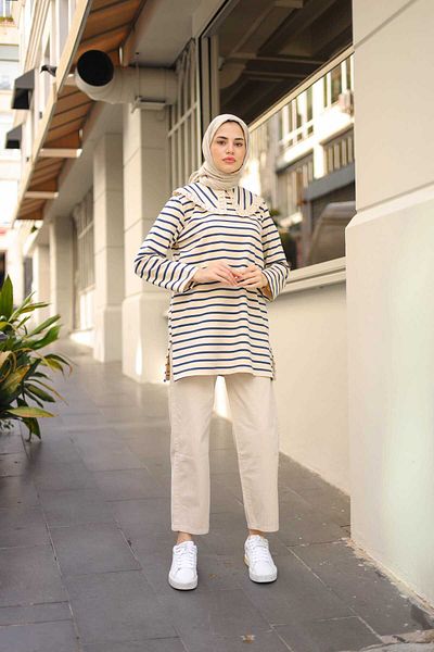 Lamazi Veil Lace Collar 100% Cotton Women's Tunic - Daily Use
