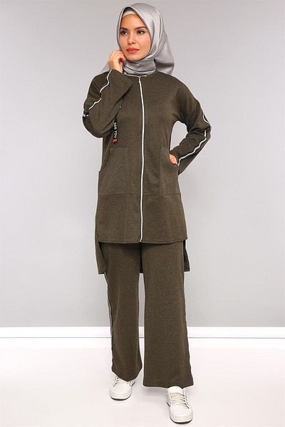 moda periy Women's Crest Detailed 2 Thread Double Set Hijab Combination