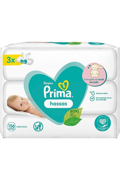 Prima Plant Based Unscented Wet Towel Wipes for Sensitive Skin - Set of 9 (3Pk*3) 468 Sheets