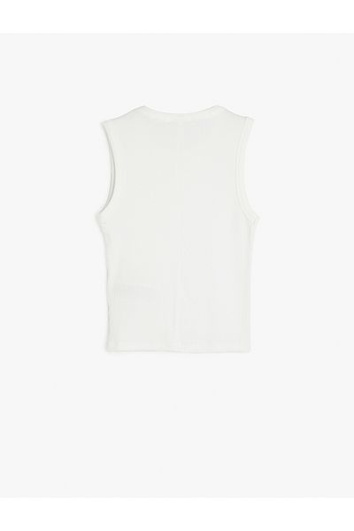 Koton Tricou din bumbac, fără mâneci, cu decolteu, cu nervuri