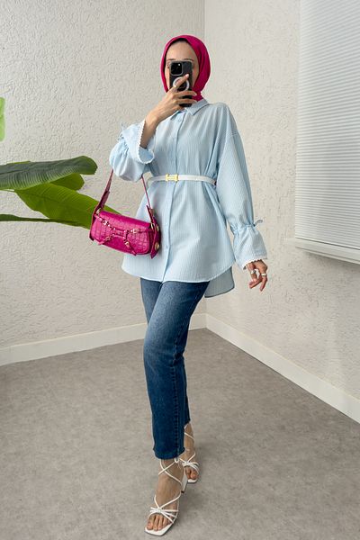 Salih Çelebi Baby Blue - Maneca Brodata, Camasa Model 2226