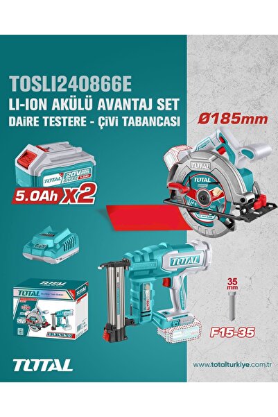 TOTAL 2'li Akülü Daire Testere ve Çivi Tabancası Seti 5.0 Ah Çift Akü Profesyonel Seti NMS HIRDAVAT