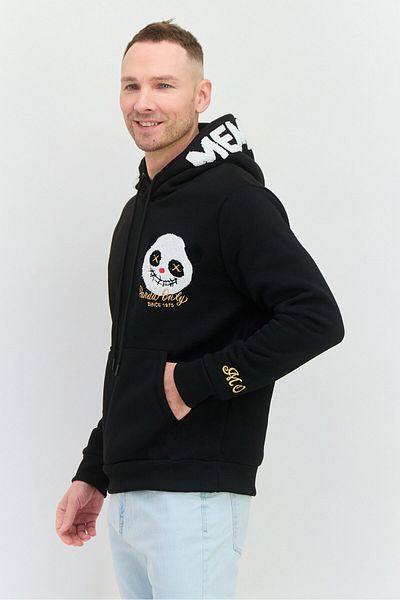 Members Only Men Hooded Embroidered Long Sleeves Sweatshirt, Black
