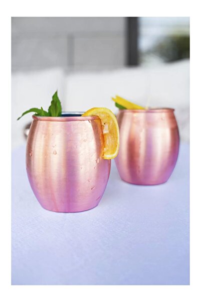 Bakır Concept Copper Cup Chubby Cocktail Model (Set of 2) Matte Copper Color