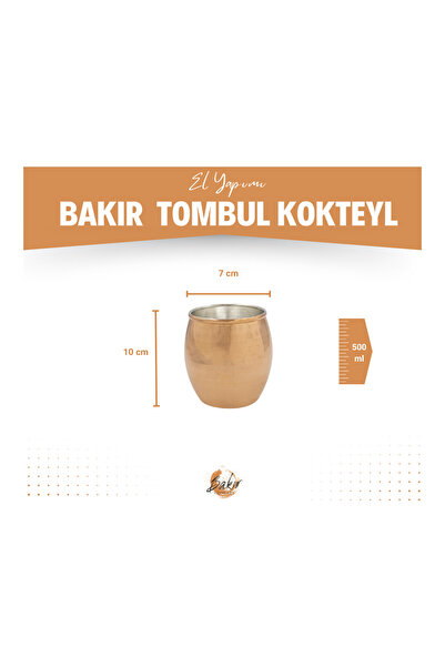 Bakır Concept Copper Cup Chubby Cocktail Model (Set of 2) Matte Copper Color