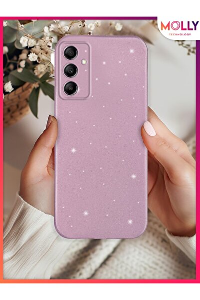 Molly Samsung Galaxy A25 İçin Gül Kurusu Berry Simli Parlak Silikon Kılıf