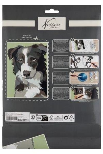 Nassau fine art Creative set, Paint by numbers with 9 acrylic colors included, puppy pattern, Nassau