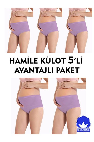 SAUNA SUIT Pachet de 5 set de chiloți de maternitate pentru maternitate, 100% bumbac, cu talie înaltă