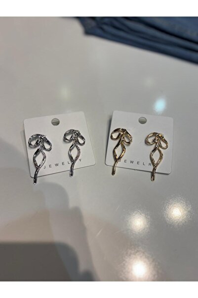 TRENDBUTİK Ribbon Gold/Silver Jewelry Earrings