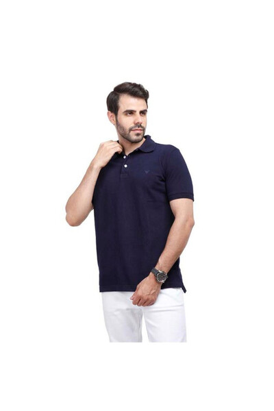 COUP - Solid Polo-Shirt With Short Sleeves 1100238-Navy L