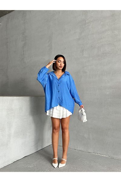 BEJNA Women's Modal Textured Draped Oversize Shirt