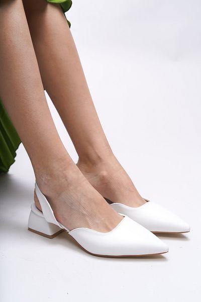 Riccon Pantofi cu toc pentru femei Glomythe White Skin - 0012111