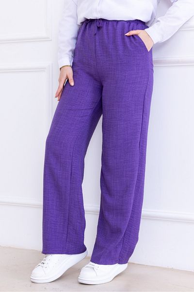 Bestenur Abel Wide Leg Pocket Ayrobin Trousers 1352 - Purple