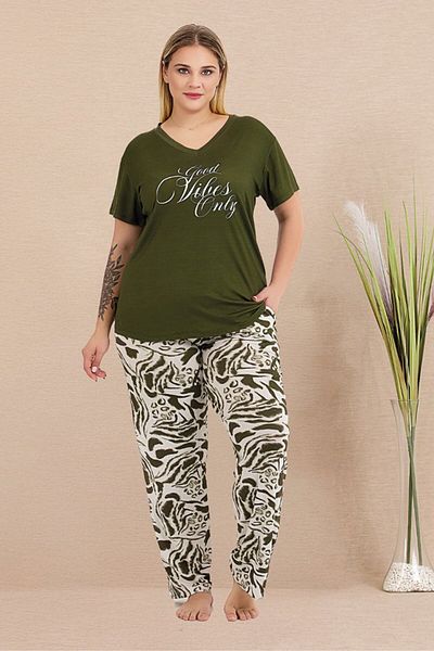 Truva XXL Plus Size V-Neck Pajama Suit Pajama Suit