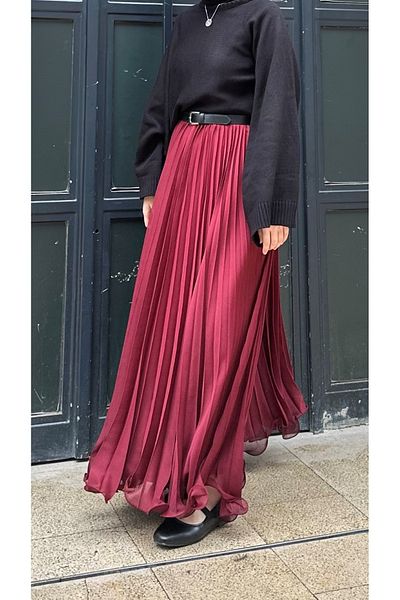 modamafra Burgundy Rue Chiffon Skirt
