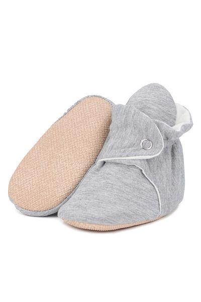 Ella Bonna Gray Organic Cotton Baby Booties - Non-Slip Sole Slippers