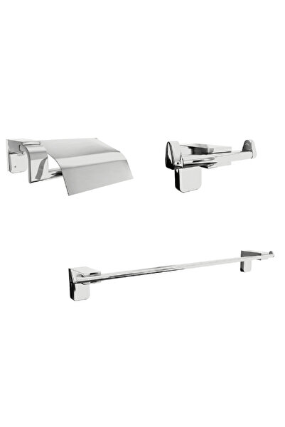 ACAR SU ARMATÜRLERİ GRAND SERİSİ PASLANMAZ BANYO AKSESUAR SETİ, KAPAKLI KAĞIT...