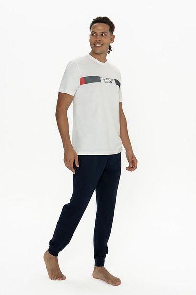 U.S. Polo Assn. U.S. Polo Men's 100% Cotton Pajama Suit, Skinny Leg, Crew Neck, Short Sleeve, Pocket Detail