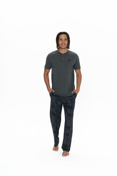 U.S. Polo Assn. Πόλο Ασν. Ανδρικό Σετ Πιτζάμα Anthracite Melange 3 τεμαχίων
