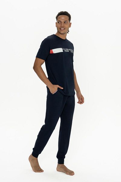 U.S. Polo Assn. Ανδρικό κοστούμι πιτζάμα από 100% βαμβάκι Polo, Skinny Leg, Crew Neck, Short Sleeve, Λεπτομέρεια τσέπης