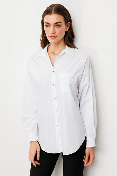 Ekol Pocket Rose Embroidered Buttoned Shirt