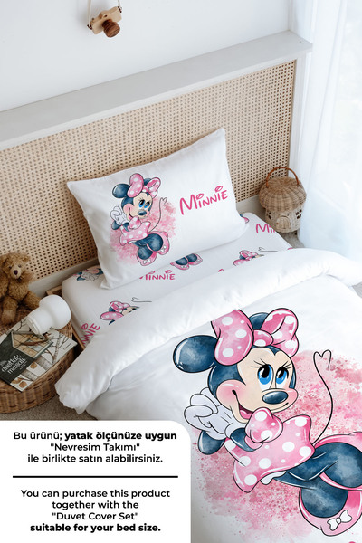 Tuğba Kuğu Tek Kişilik Lastikli Çarşaf Seti - Cartoon Serisi - Şirin Pembe Elbiseli Mini Fare