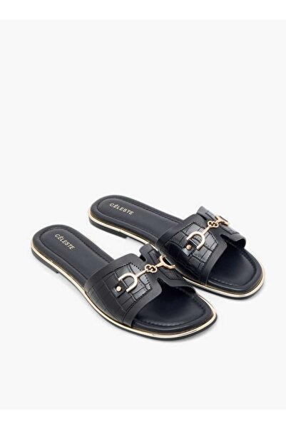 Celeste Celeste Women's Monogram Print Slip-On Sandals with Metallic Detail