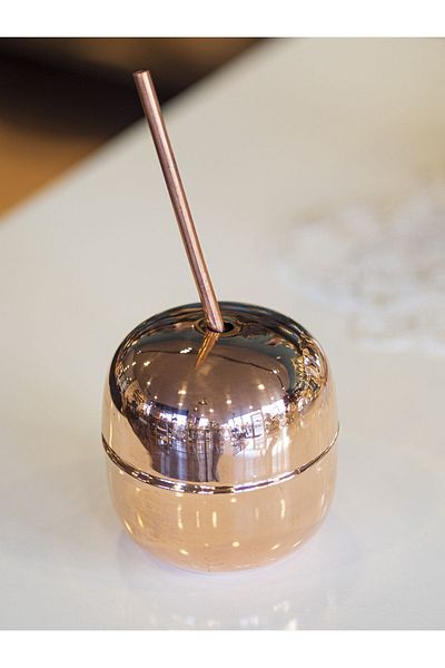 Bakır Concept Apple Forma Copper Cocktail Cup and Straw