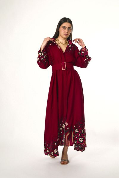 ABBRA Women's Loose 100% Viscose Summer Dress with Belt Pocket Detail