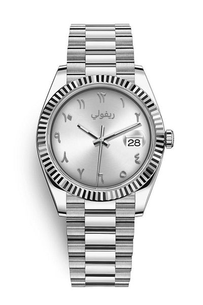 Rivoly Modern Men's Watch with Arabic Numerals and Date in Stainless Steel